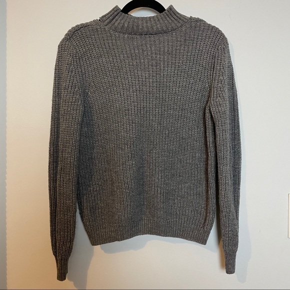 Derek Heart Gray Distressed Long Sleeved Lightweight Sweater with Cutouts - Picture 6 of 9